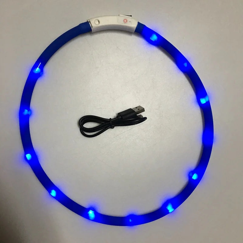 LED Glowing Dog Collar USB Charging Pet Dog Collar Night Luminous Dog Collars Rechargeable Night Safety Flashing Necklace Dog