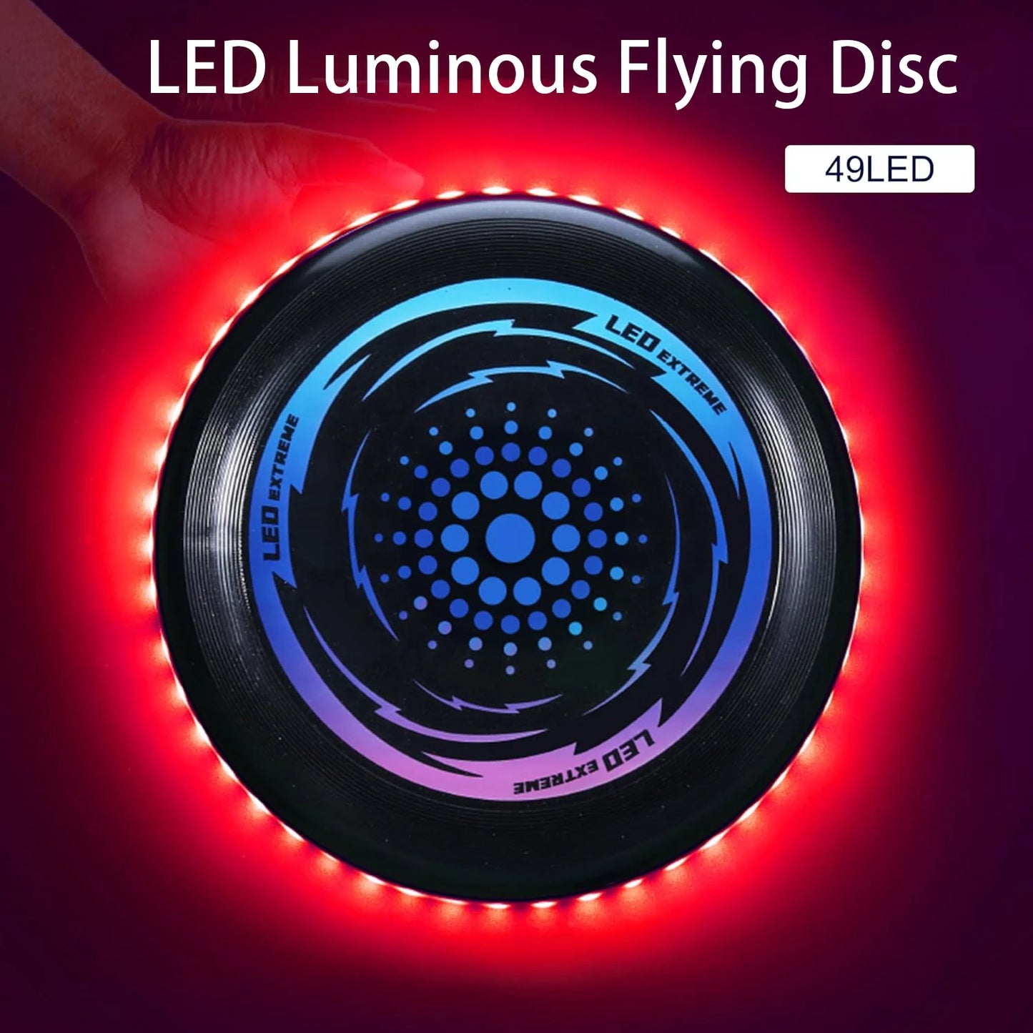 1PC LED Flying Disc, 49LED Luminous Decompression Throwing Disc Toy, 10.63in Lightweight Stress Disc Toy for Outdoor Sports Game