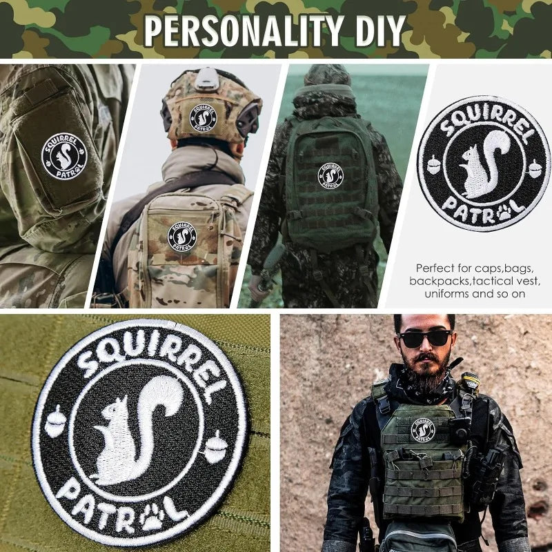 1 Pc Squirrel Patrol Patch Funny for Dog Vest Dog Harness and Backpacks Caps Jackets