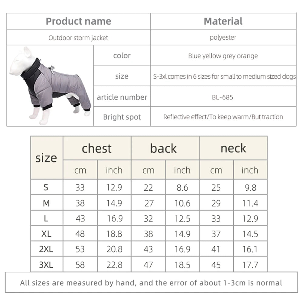Winter Waterproof Dog Jacket – Warm Thicken Coat for Small & Medium Dogs