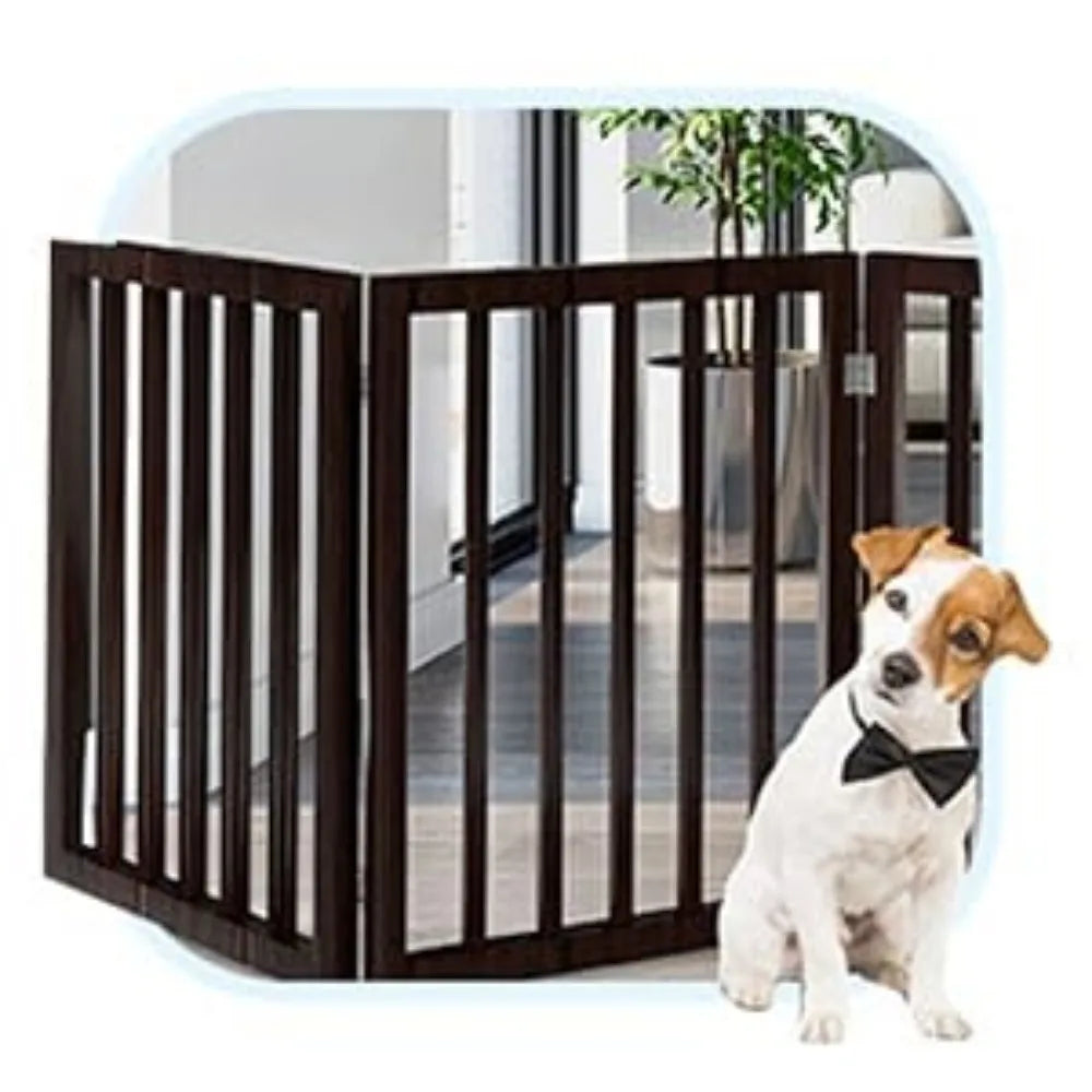 Pet Gate - 4-Panel Indoor Foldable Dog Fence for Stairs, Hallways, or Doorways - 73x24-Inch Freestanding Dog Gates by PETMAKER