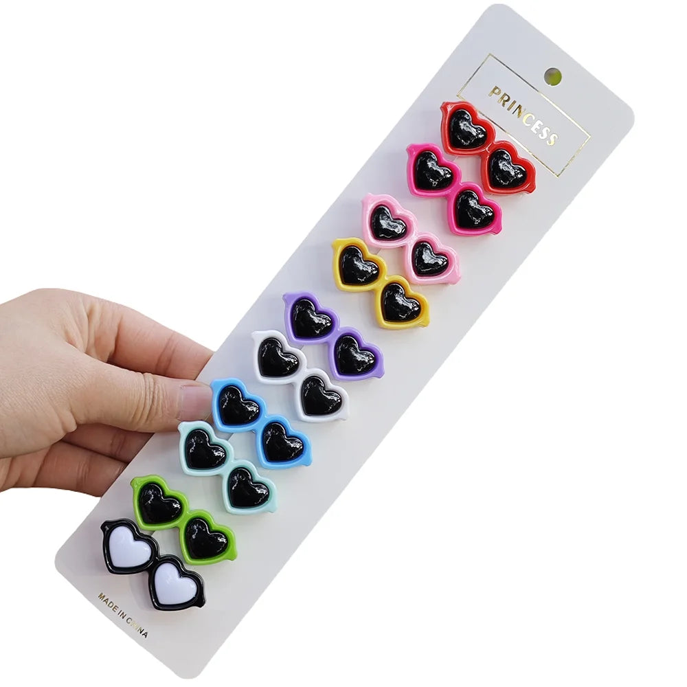 Cute Heart Shape Dog Grooming Hair Accessories 10 Pieces Plastic Pet Hair Clips Sunglasses Shape Hairpin for Small Dog