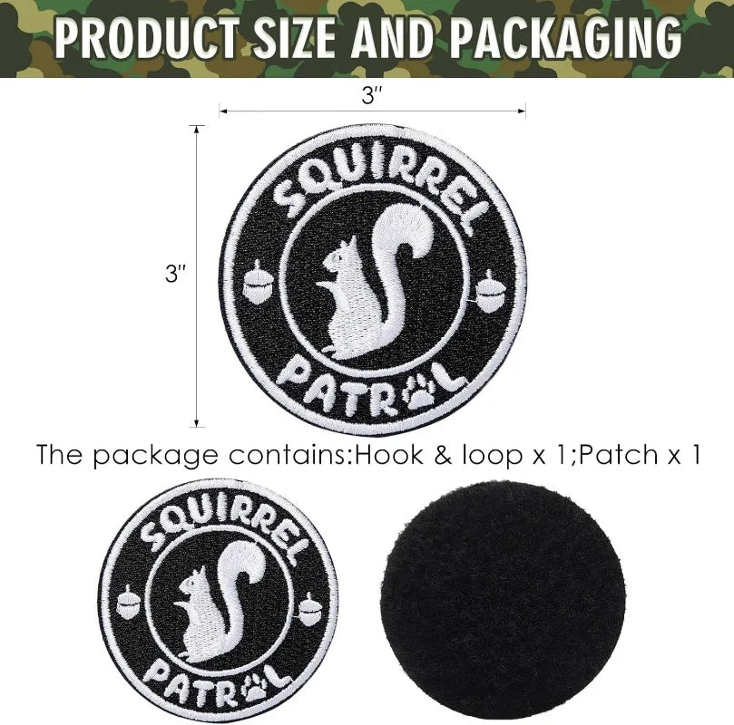 1 Pc Squirrel Patrol Patch Funny for Dog Vest Dog Harness and Backpacks Caps Jackets