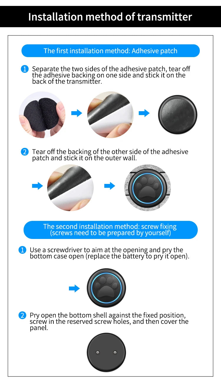 Pet Touch Ringer Button Bell 300M/984ft Range 60 Songs High Volume Doorbell For Cat & Dog Training Door Bell Smart Home