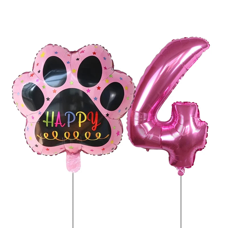 Paw Print Balloons, 28 X 26in Large Dog Party Foil Paw Balloons With Let's Pawty Printed For Pets Dogs Cats Kid's Birthday Party Supplies ( Dog-Pink, 8